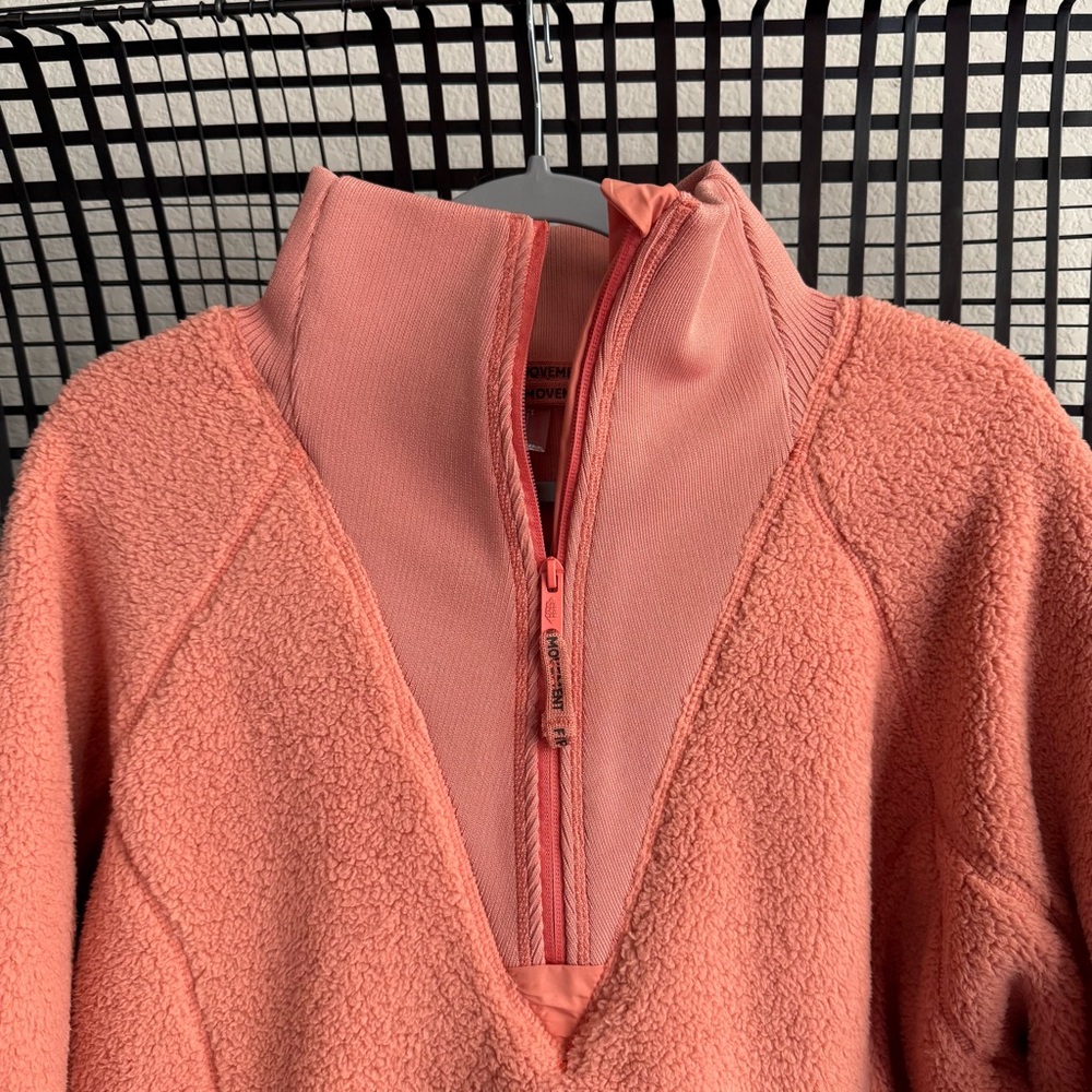 Free people ready set rib fleece pullover frosted peach - Picture 6 of 8